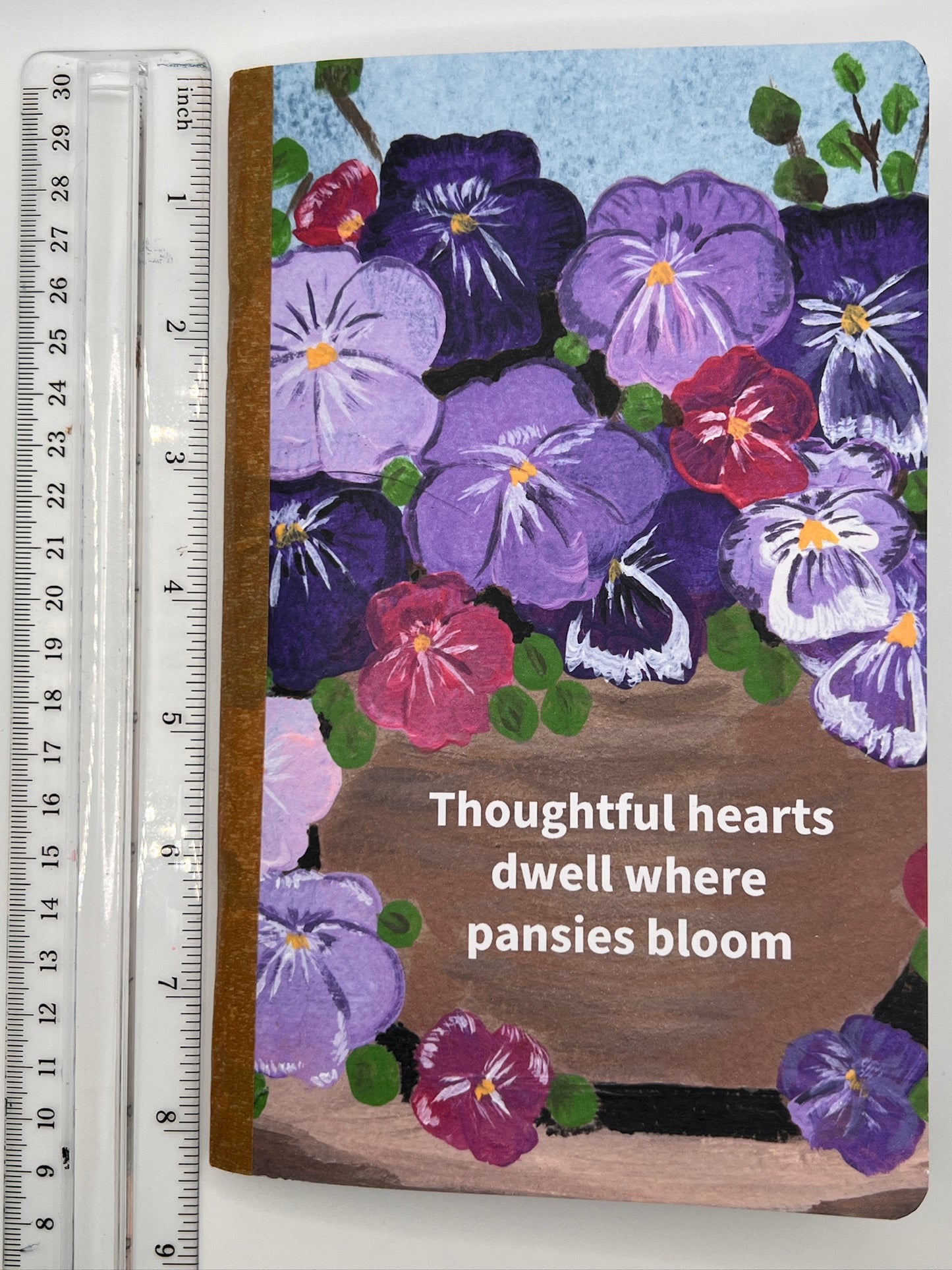 Handmade Pansy Journal: Floral Dot Grid Notebook, Spring Gift