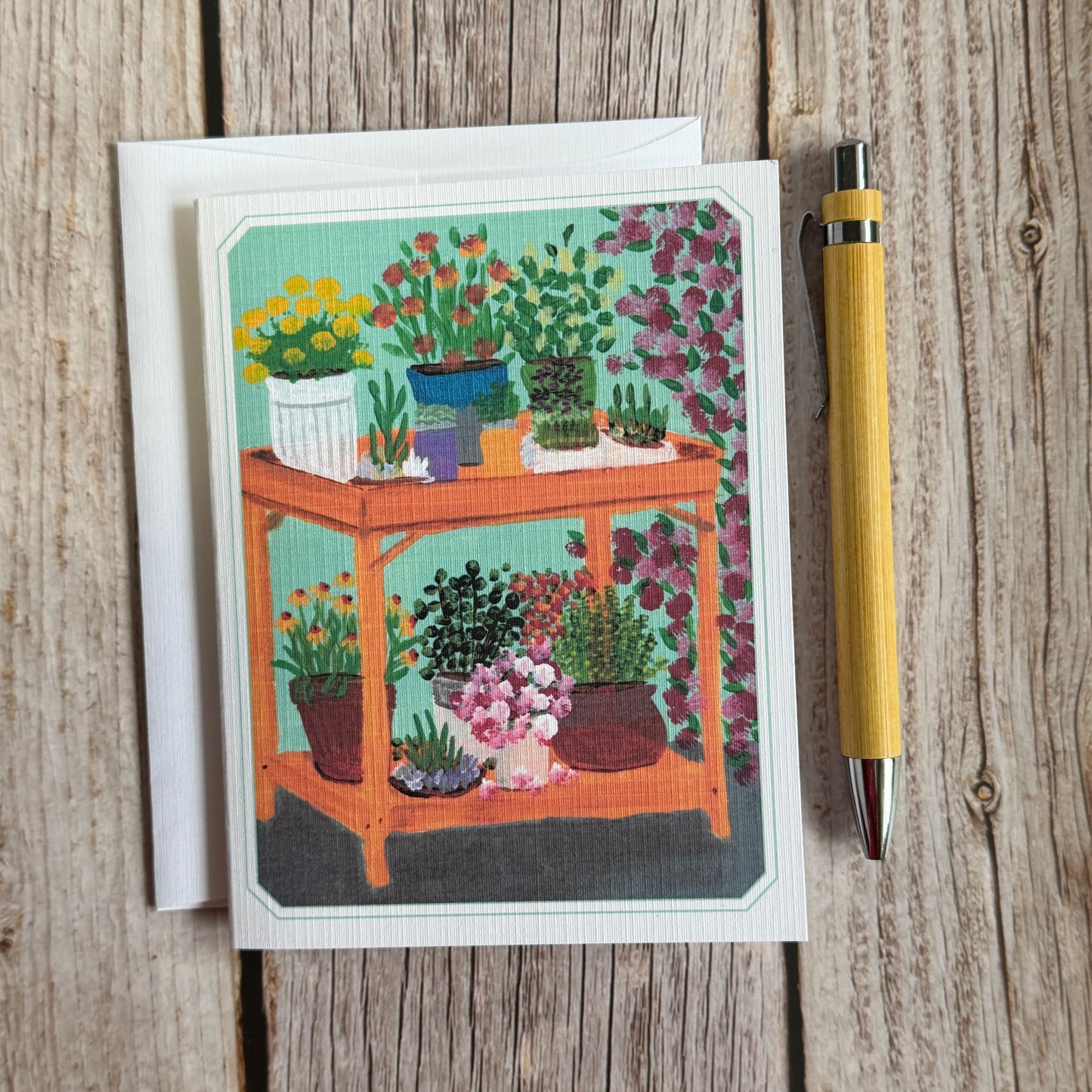 Notecard Kit | April Restore & Refresh | 5 Linen Cards, Pen & Stamps