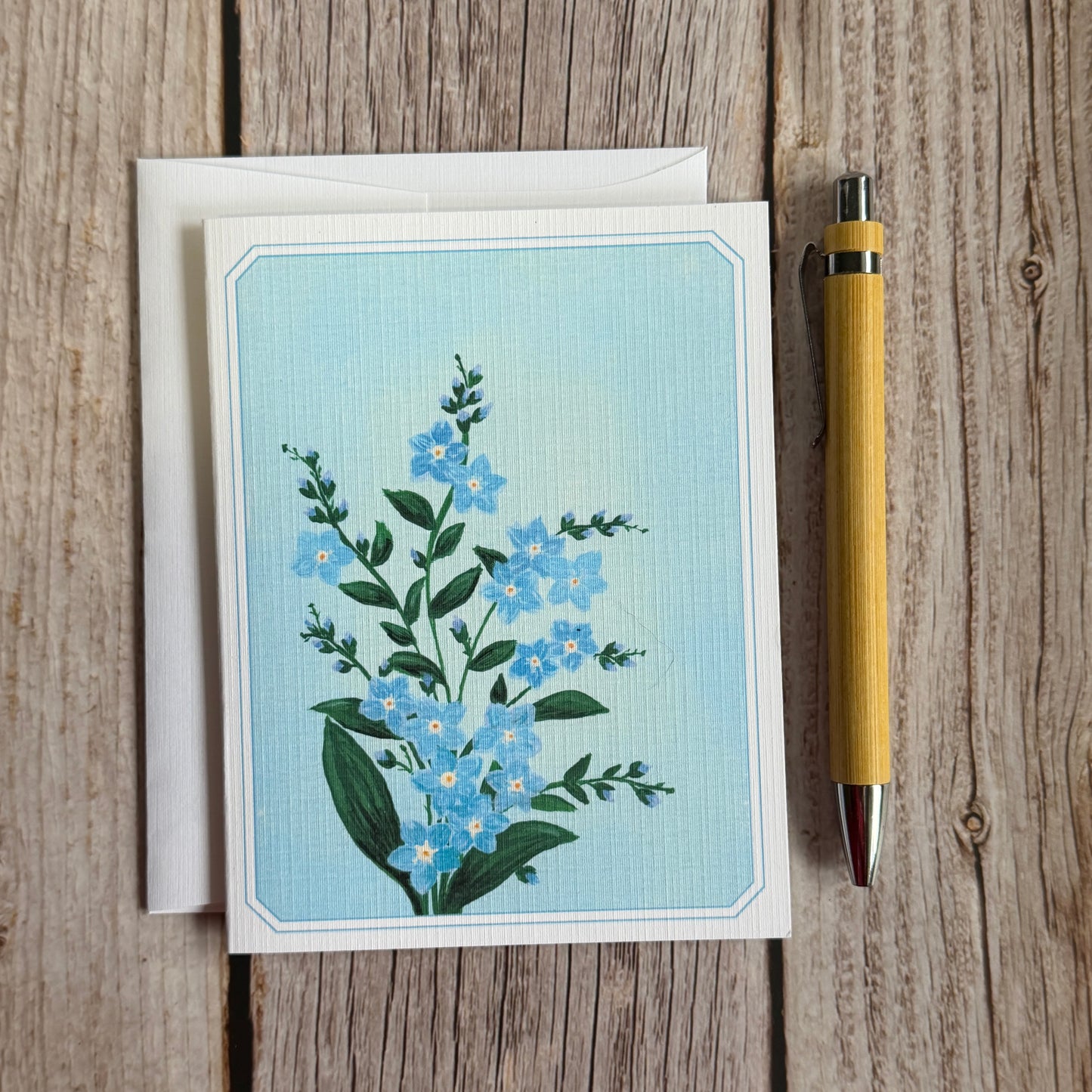 Notecard Kit | April Restore & Refresh | 5 Linen Cards, Pen & Stamps
