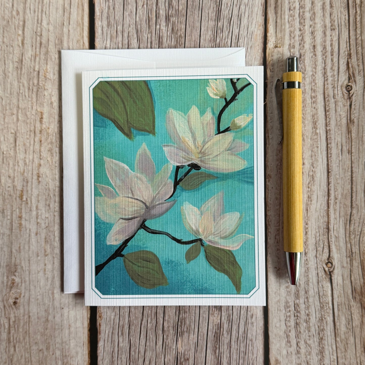 Notecard Kit | April Restore & Refresh | 5 Linen Cards, Pen & Stamps