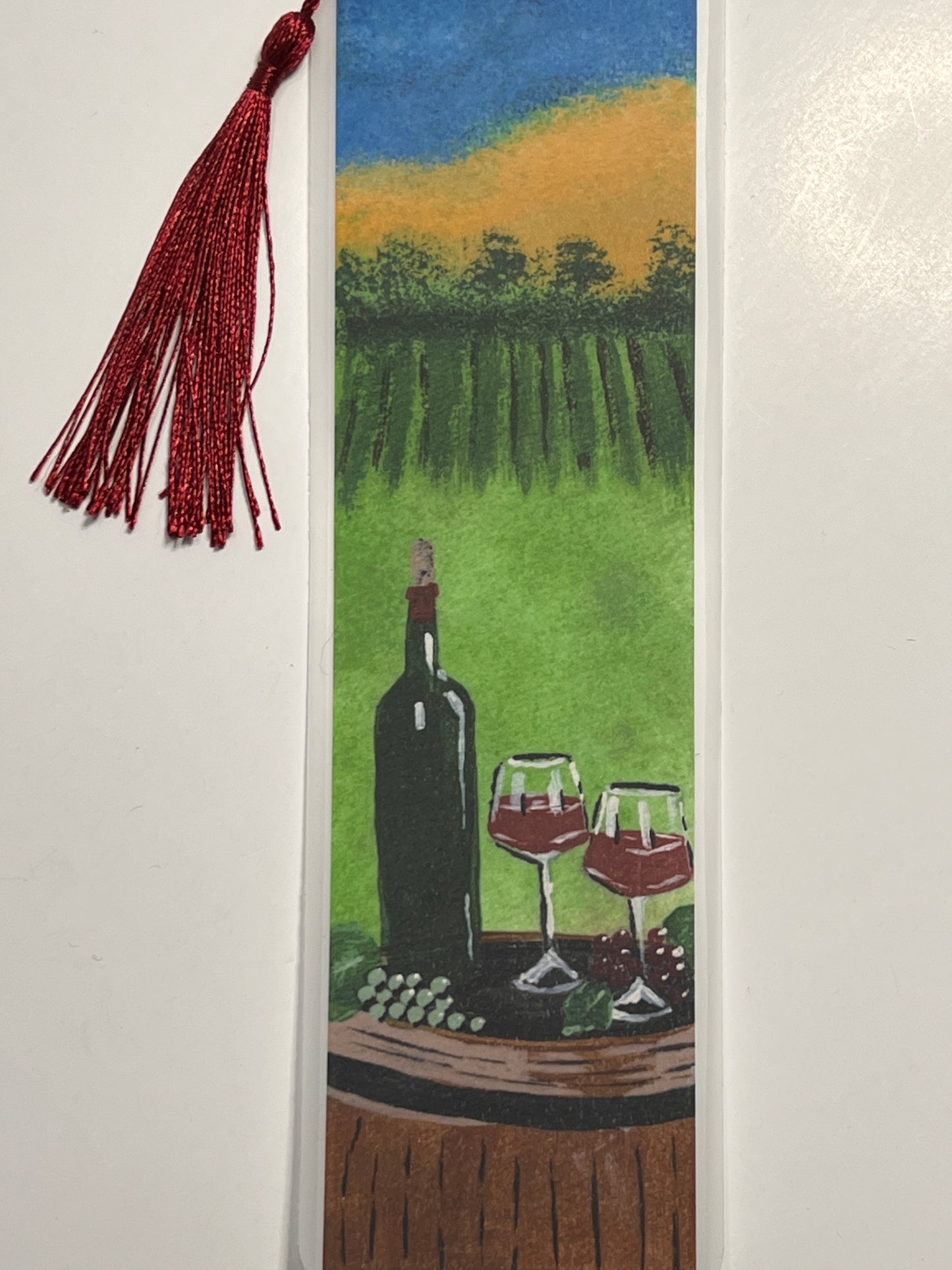 Laminated Bookmark | Vineyard | Hand-Painted Wine Lover & Reader Gift