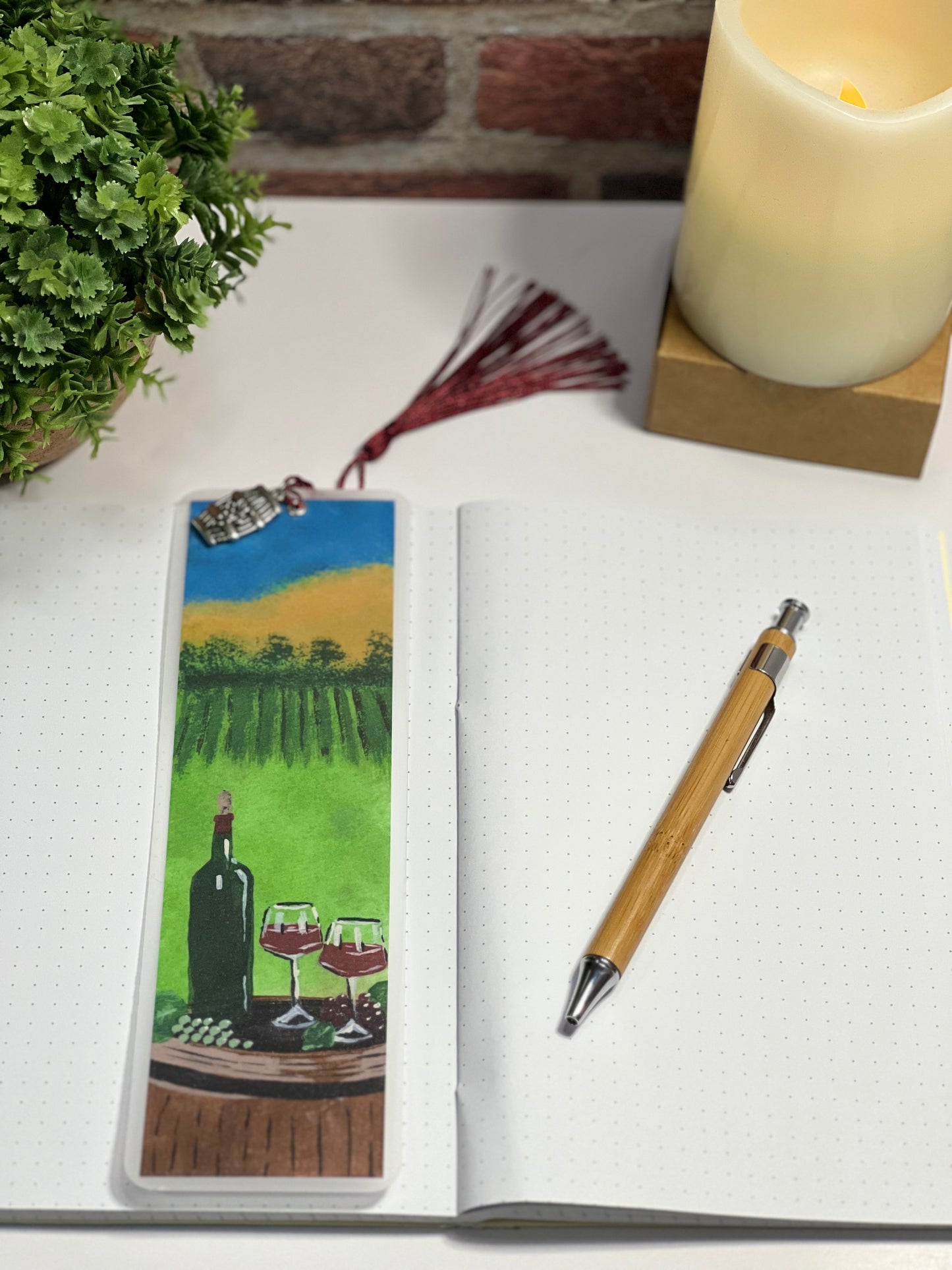 Laminated Bookmark | Vineyard | Hand-Painted Wine Lover & Reader Gift