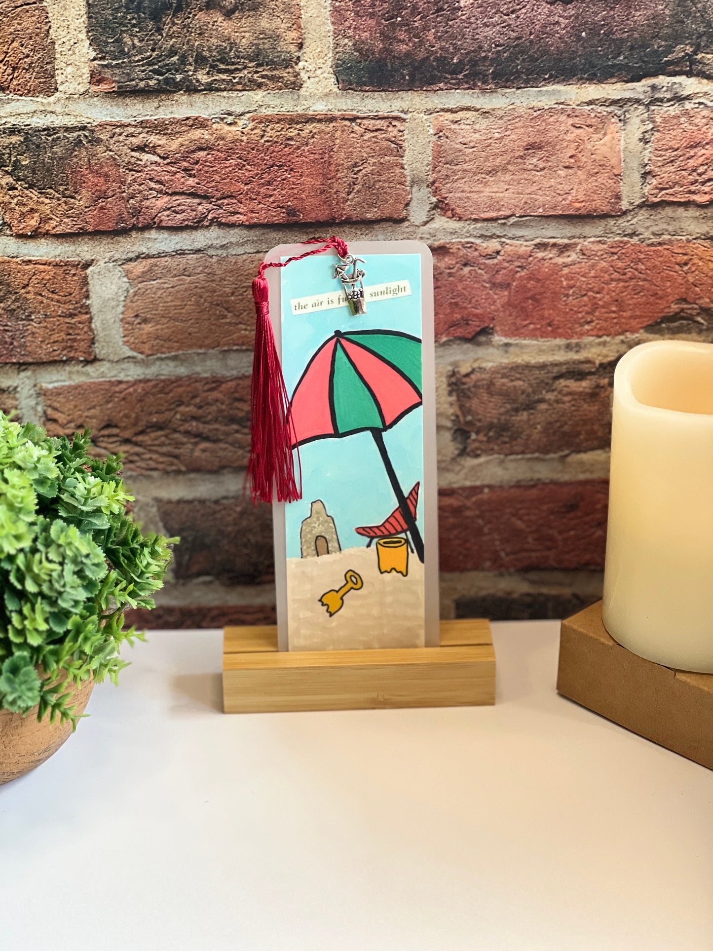 Laminated Bookmark | Sandy Beach | Coastal Summer Art Inspirational Gift