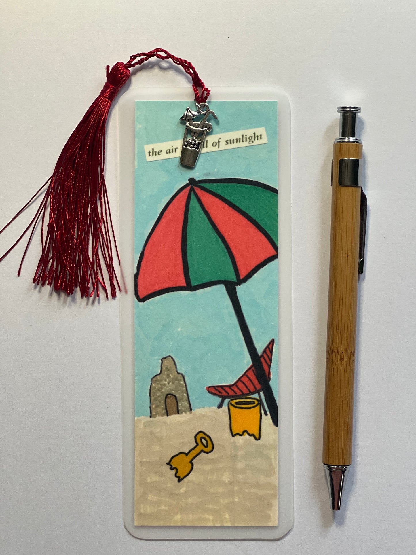 Laminated Bookmark | Sandy Beach | Coastal Summer Art Inspirational Gift