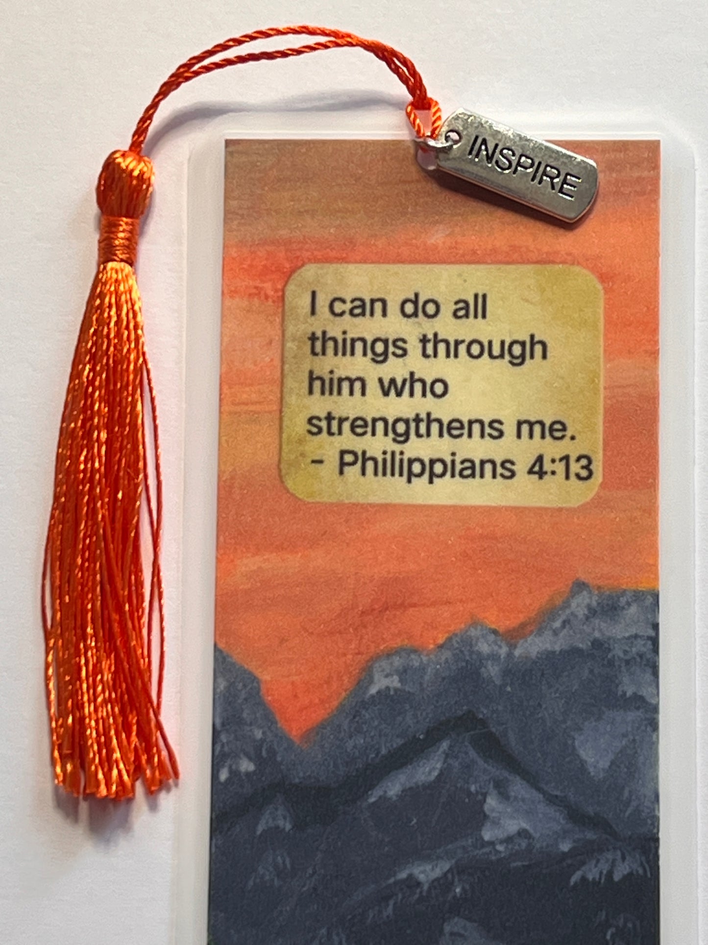 Inspirational Bookmark: Bible Verse, Silver Charm & Tassel