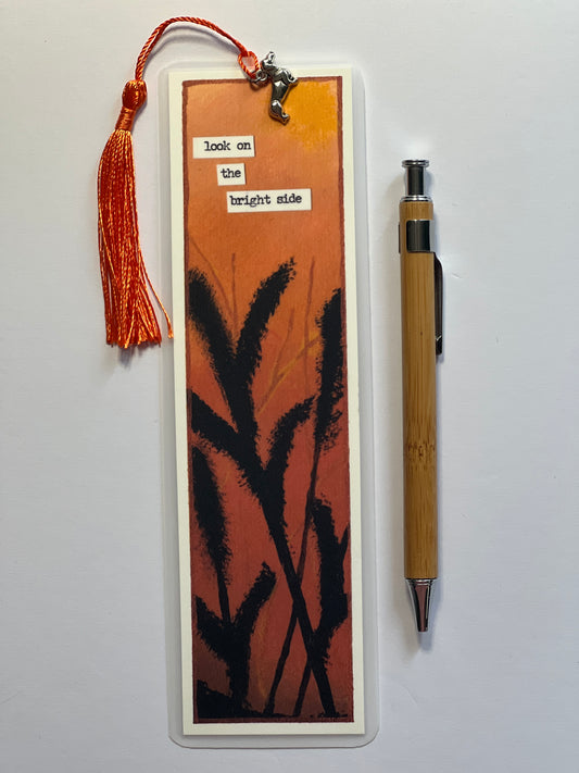 Hand-Painted Sunset Bookmark with Tassel and Charm