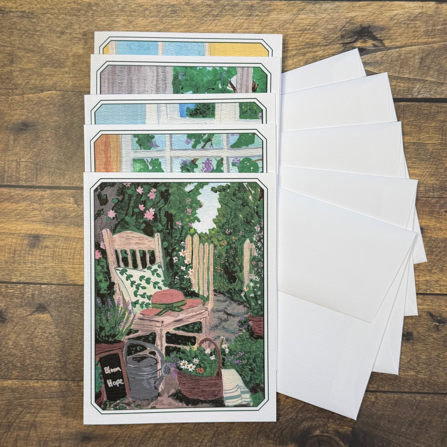 Notecard Kit | June Tend & Bloom | 5 Linen Cards, Writing Prompt & Pen