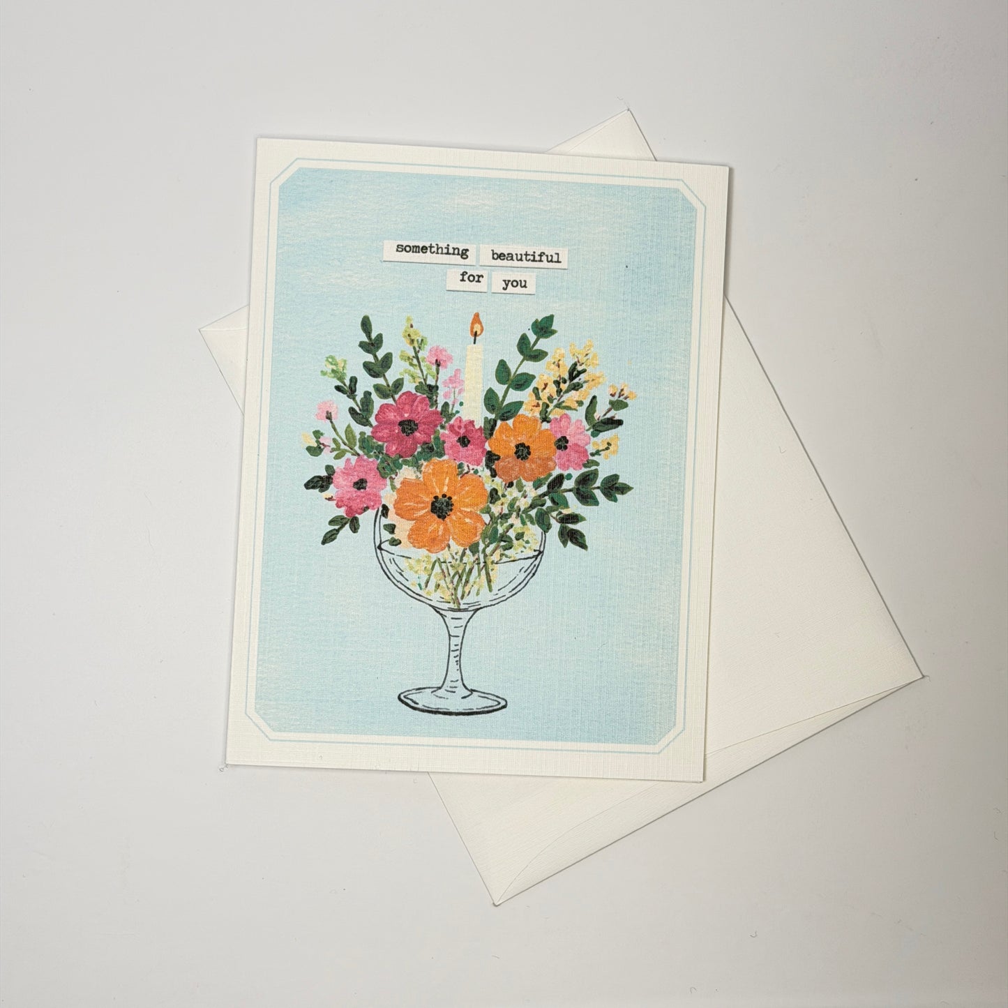 Notecard | Something Beautiful for You | Hand-Painted Floral Art | Blank Inside