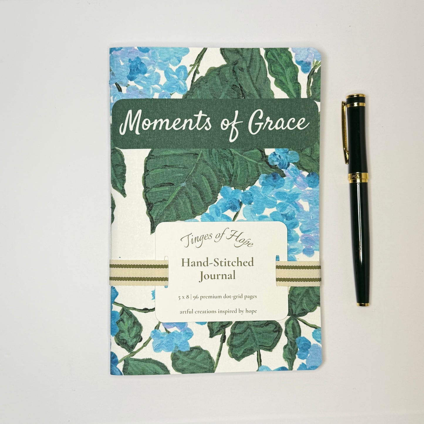 Journal | Moments of Grace | Hydrangea Hand-Stitched Journal | Dot Grid | 5×8