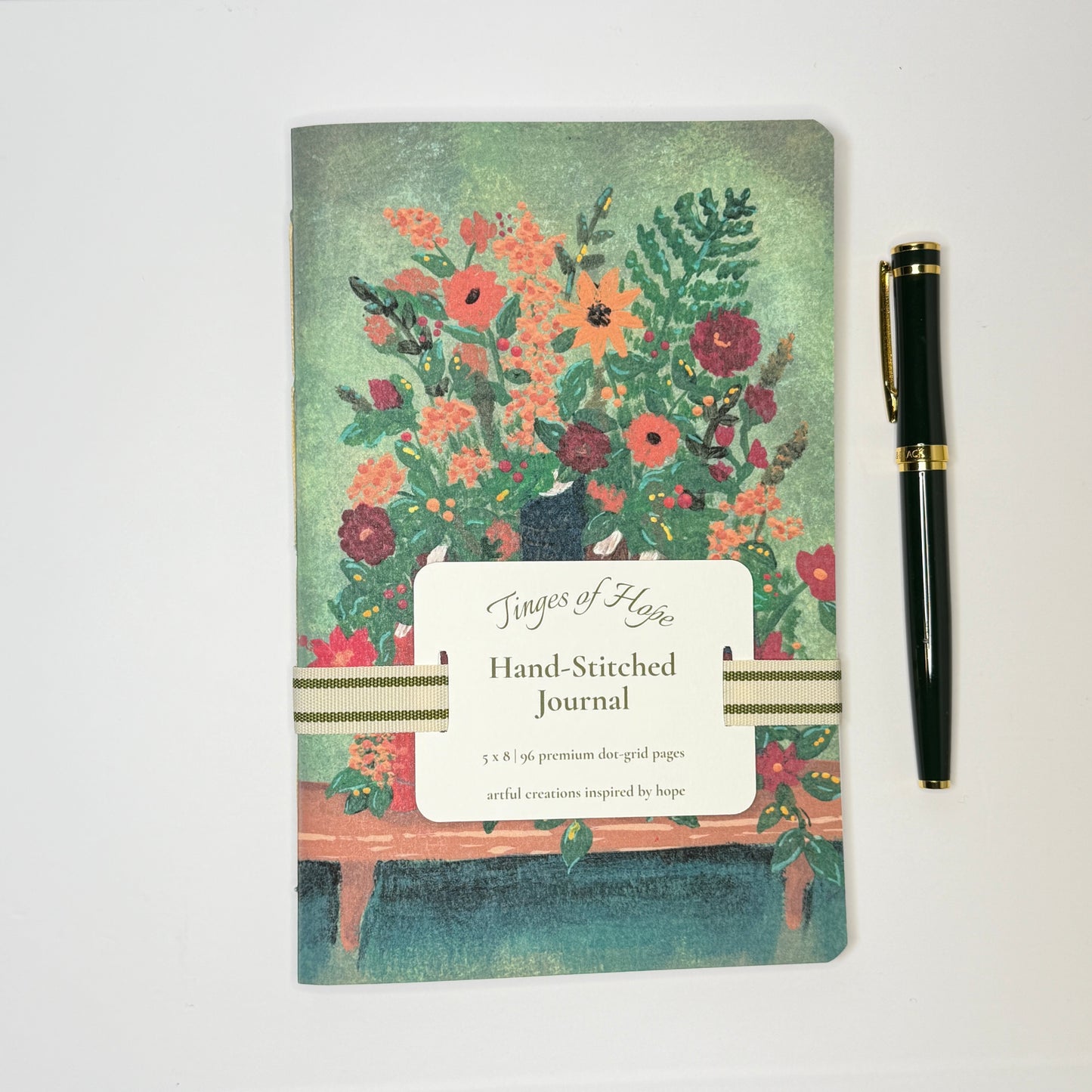 Journal | Wild Library | Hand-Stitched Floral Journal | Dot Grid | 5×8