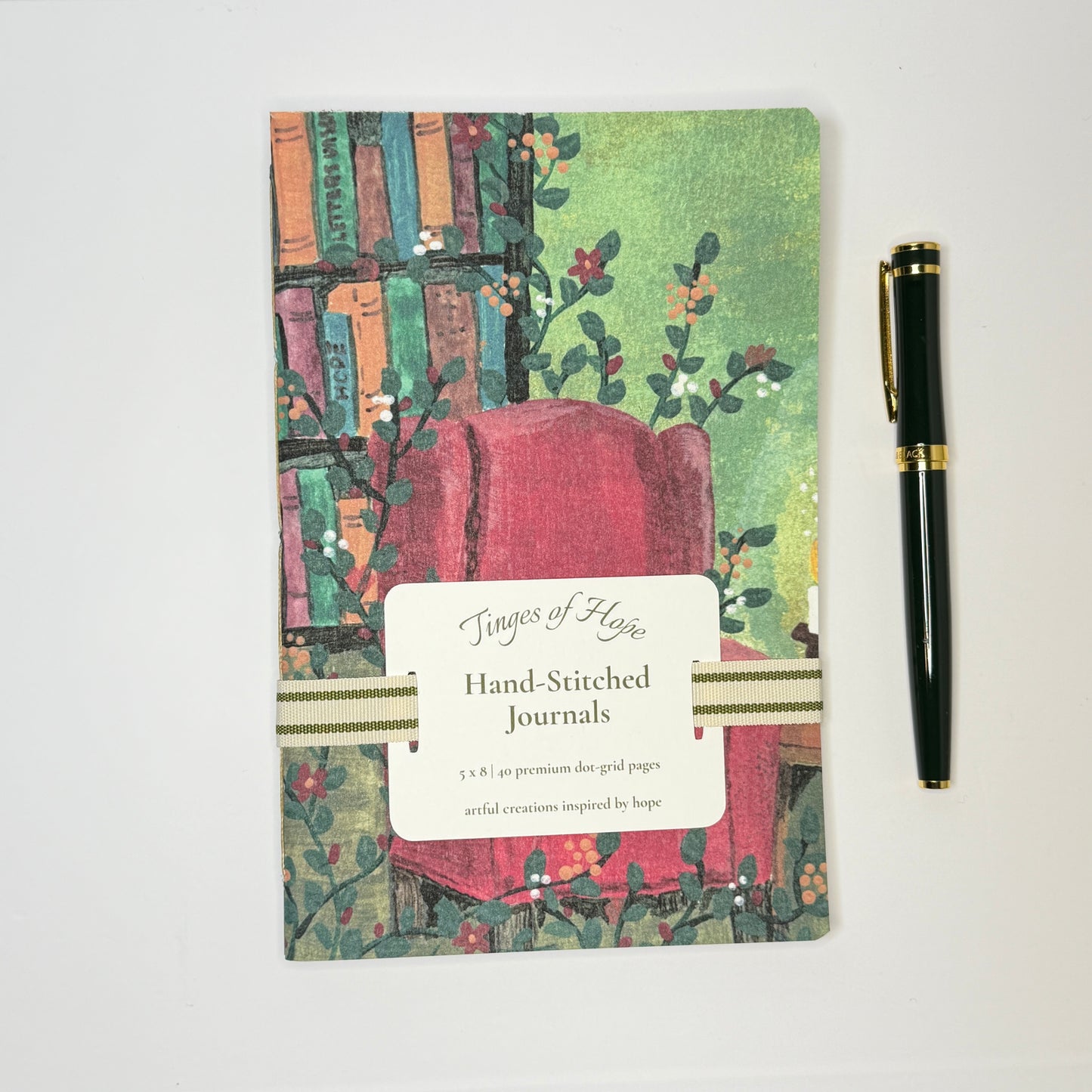 Journal | Wild Library Set | Hand-Stitched Floral Journal Set of 2 | Dot Grid | 5×8