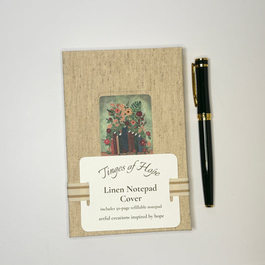 Notepad Cover | Wild Library | Reusable Linen Art Notepad Cover | 4×6