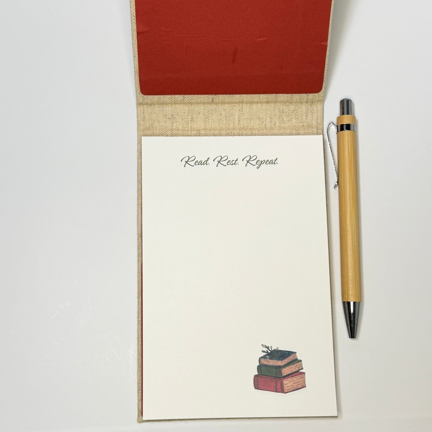 Notepad Cover | Wild Library | Reusable Linen Art Notepad Cover | 4×6