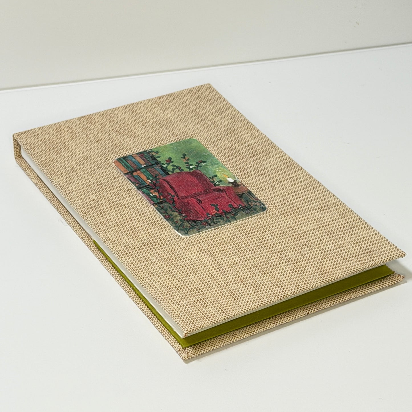 Notepad Cover | Library Chair | Reusable Linen Art Notepad Cover | 4×6