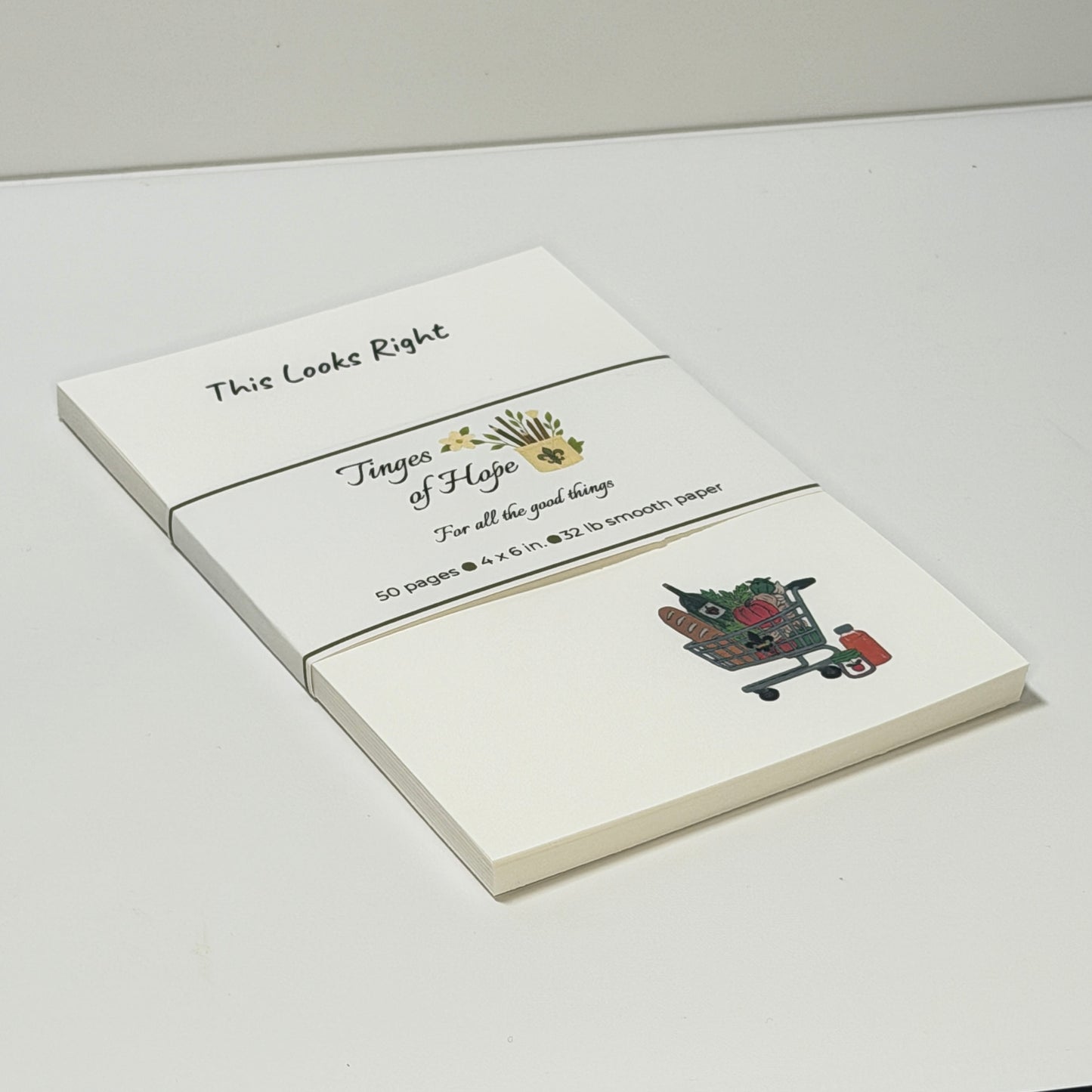 Notepad | Grocery Cart | 4×6 Art Notepad for Kitchen & Desk