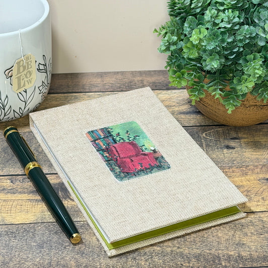 Notepad Cover | Library Chair | Reusable Linen Art Notepad Cover | 4×6