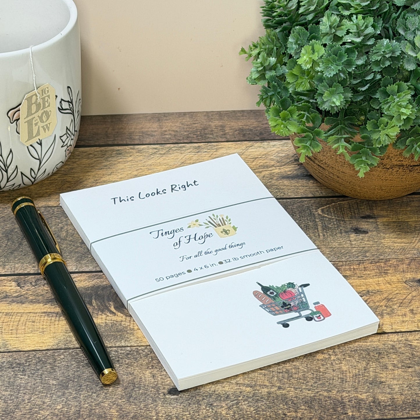Notepad | Grocery Cart | 4×6 Art Notepad for Kitchen & Desk