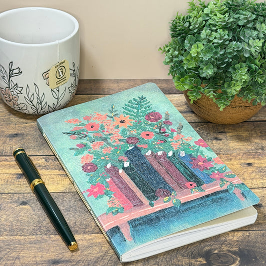 Journal | Wild Library | Hand-Stitched Floral Journal | Dot Grid | 5×8