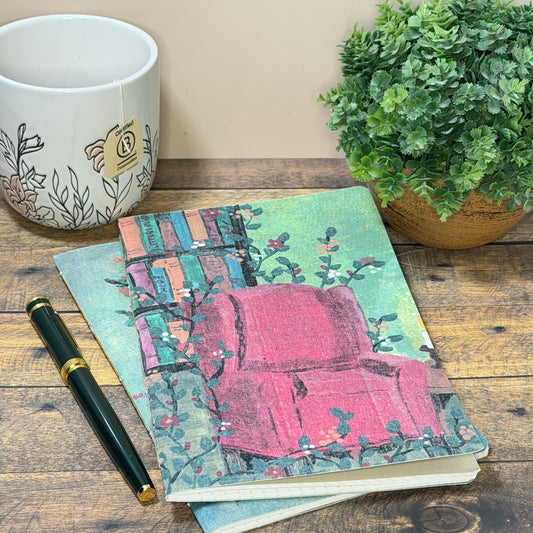 Journal | Wild Library Set | Hand-Stitched Floral Journal Set of 2 | Dot Grid | 5×8