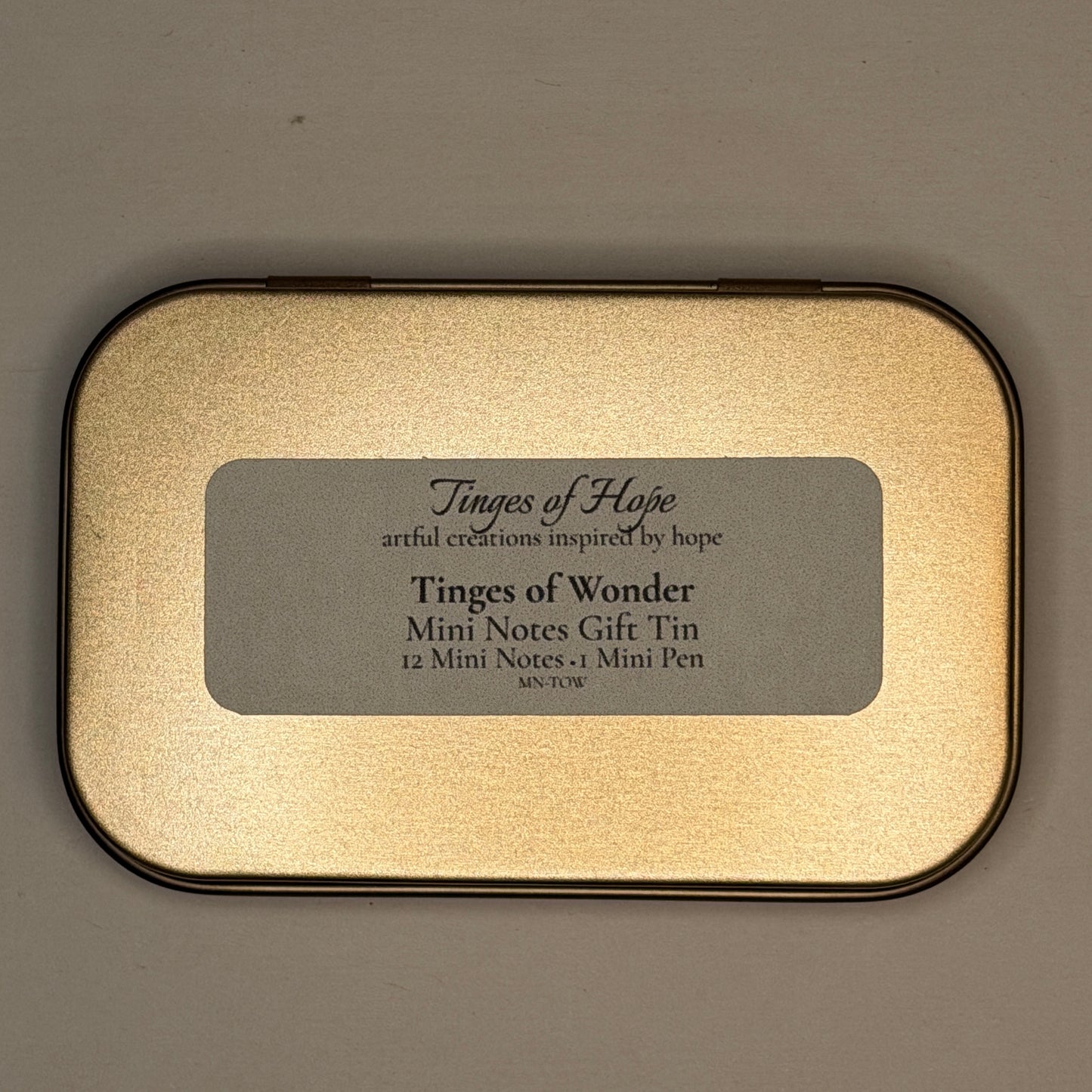 Mini Notes Gift Tin | Tinges of Wonder | 12 Mini Notes & Pen