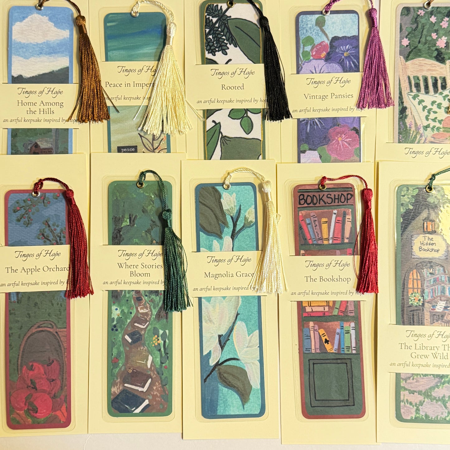 Bookmark | Home Among the Hills | Laminated Art Bookmark with Tassel