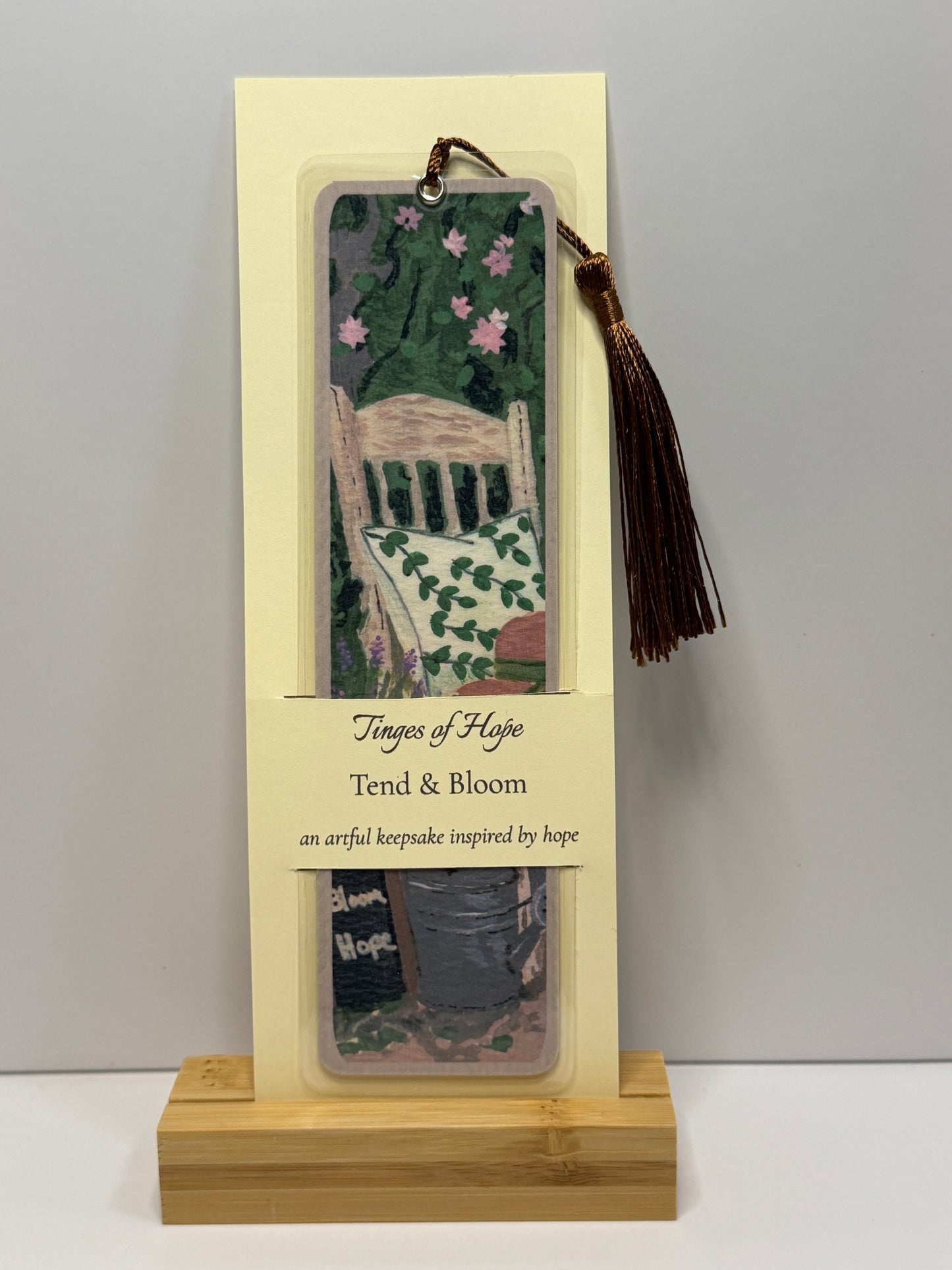Bookmark | Tend & Bloom | Laminated Floral Art Bookmark with Tassel