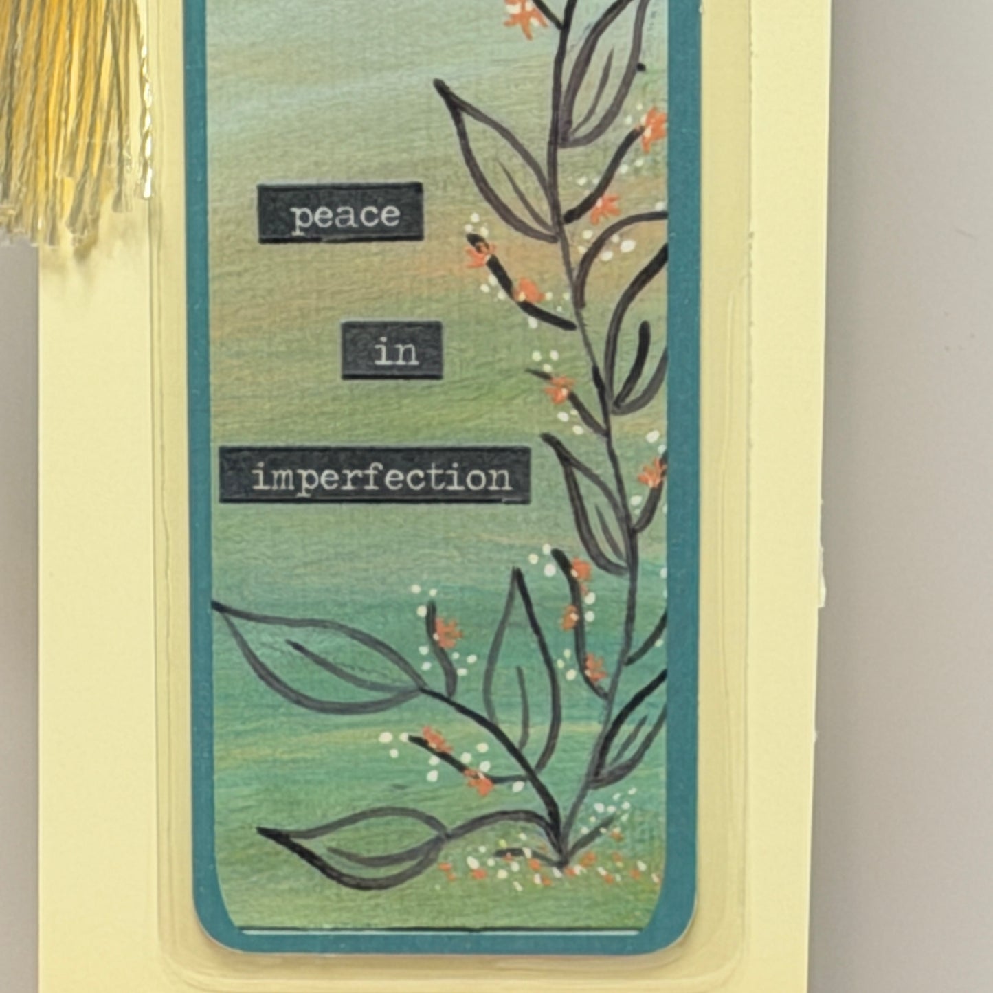 Bookmark | Peace in Imperfection | Laminated Art Bookmark with Tassel