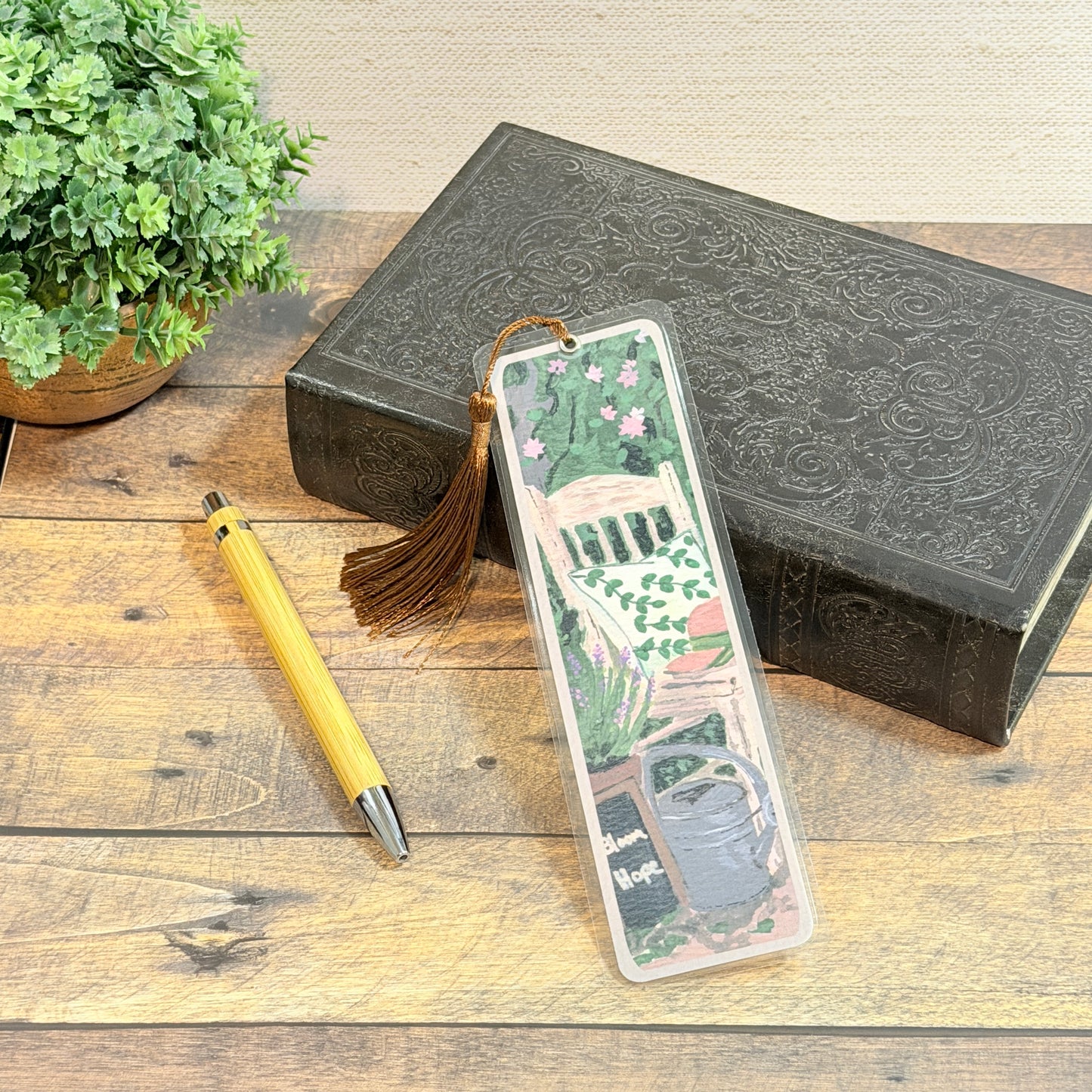 Bookmark | Tend & Bloom | Laminated Floral Art Bookmark with Tassel