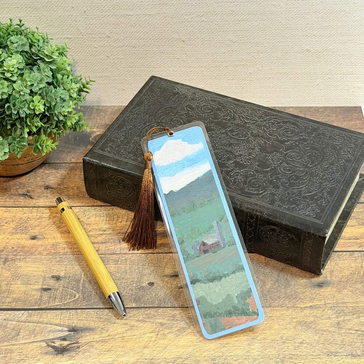 Bookmark | Home Among the Hills | Laminated Art Bookmark with Tassel