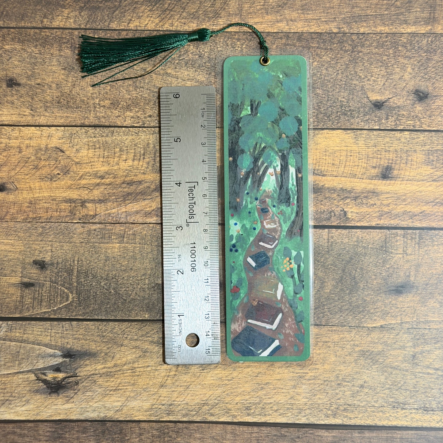 Bookmark | Where Stories Bloom Book Path | Laminated Art Bookmark with Tassel