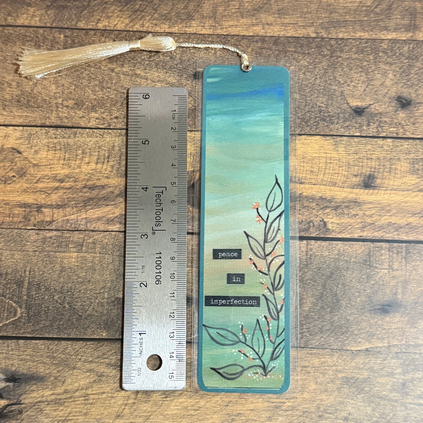 Bookmark | Peace in Imperfection | Laminated Art Bookmark with Tassel