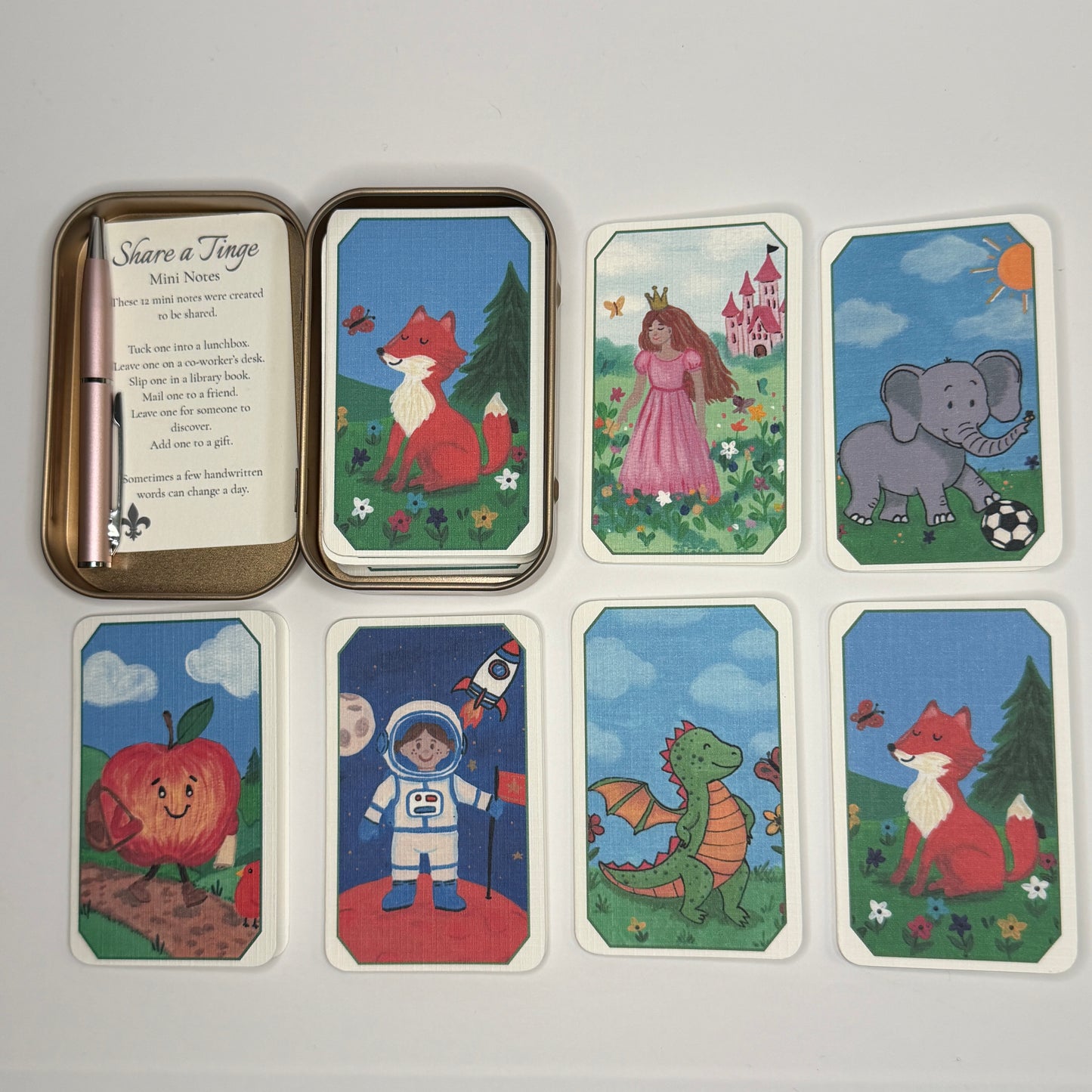 Mini Notes Gift Tin | Tinges of Wonder | 12 Mini Notes & Pen