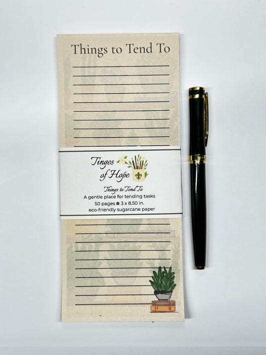 Plant Shelf List Pad | “Things to Tend To” | Eco-Friendly Botanical Stationery with Pen
