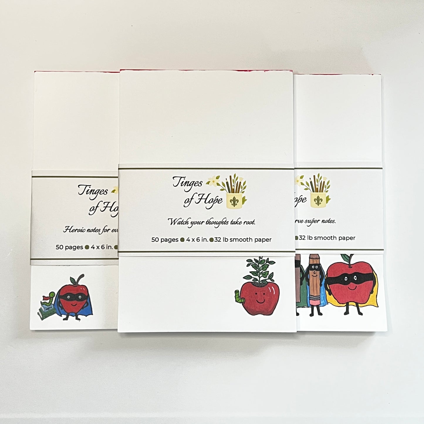 Watch Me Grow Notepad | 4x6 Botanical Teacher Stationery Pad with Bamboo Pen | Encouragement Gift