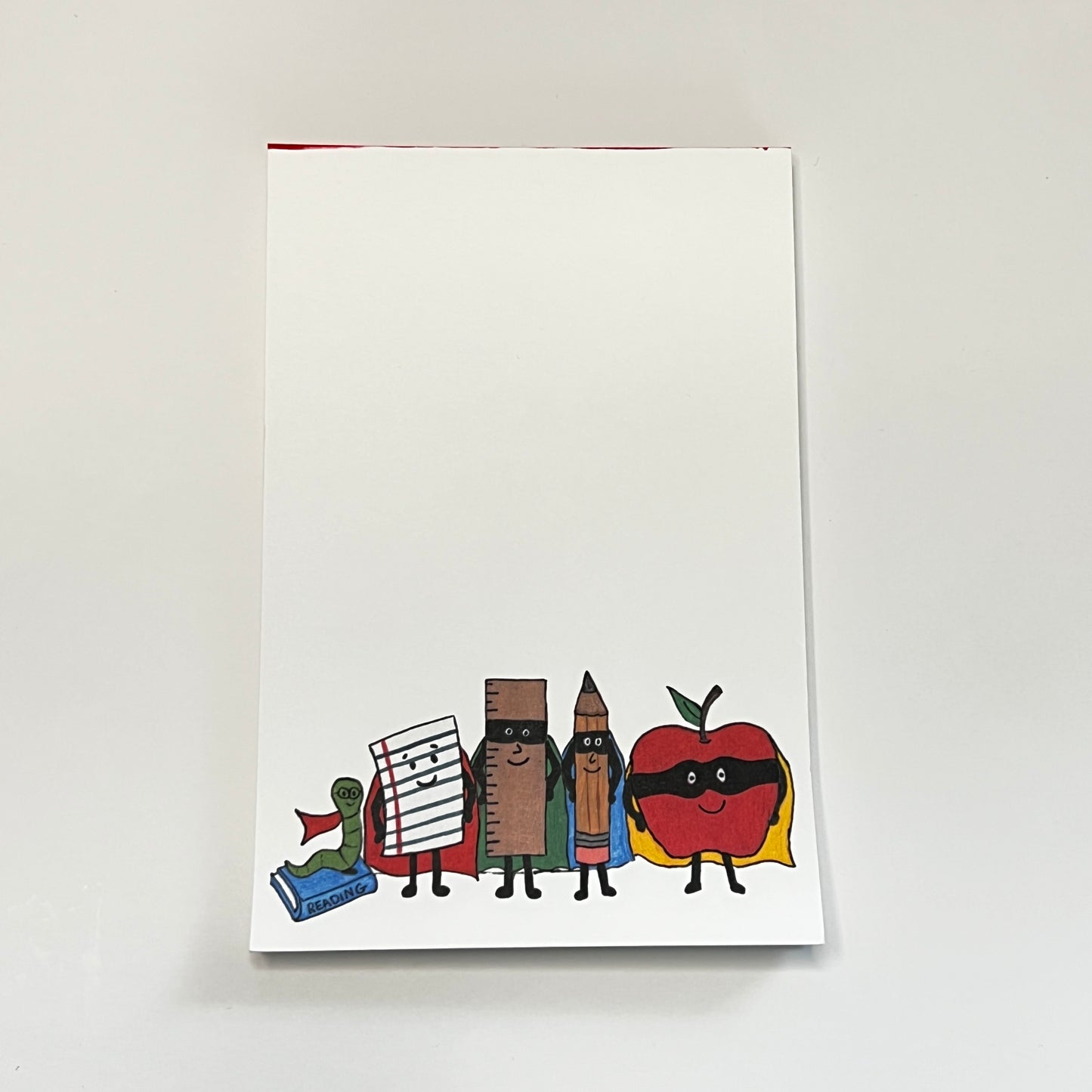 Learning Superheroes Notepad | 4x6 Teacher Stationery Pad with Bamboo Pen | Classroom Gift