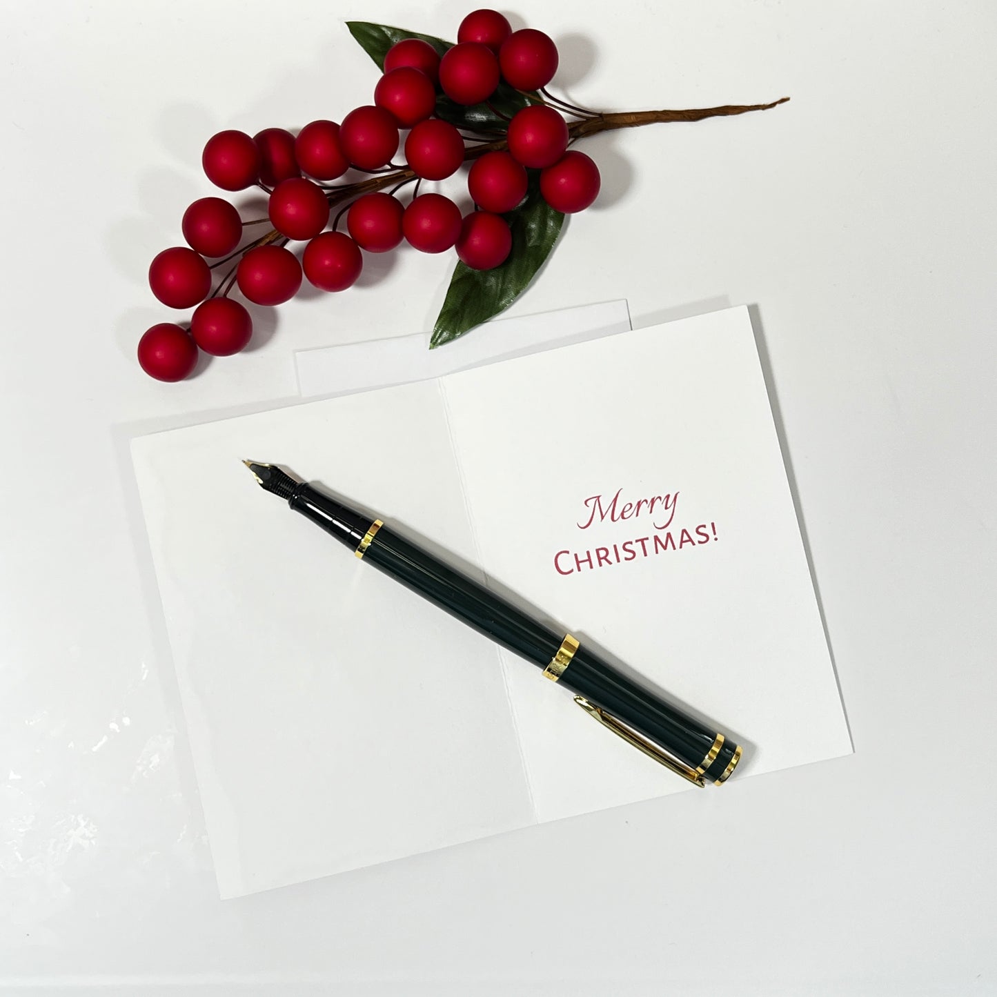 Hand-Embellished Christmas Cards | Glitter Wreath, A1 Notecard Set