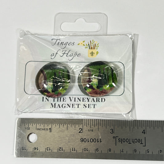 Glass Magnet Set | In the Vineyard | Wine Country Landscape Fridge Decor