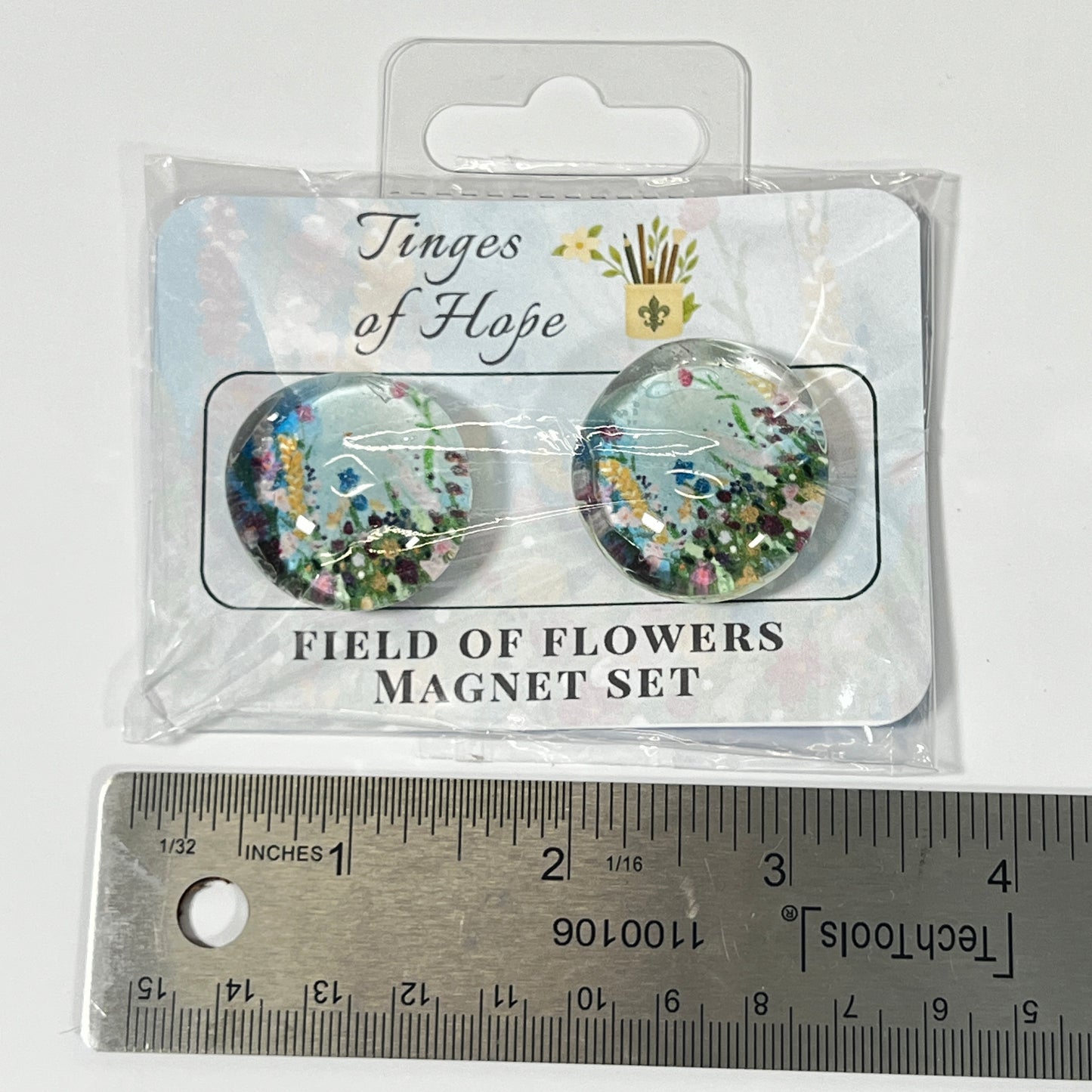 Glass Magnet Set | Field of Flowers | Wildflower Meadow Fridge & Office Decor