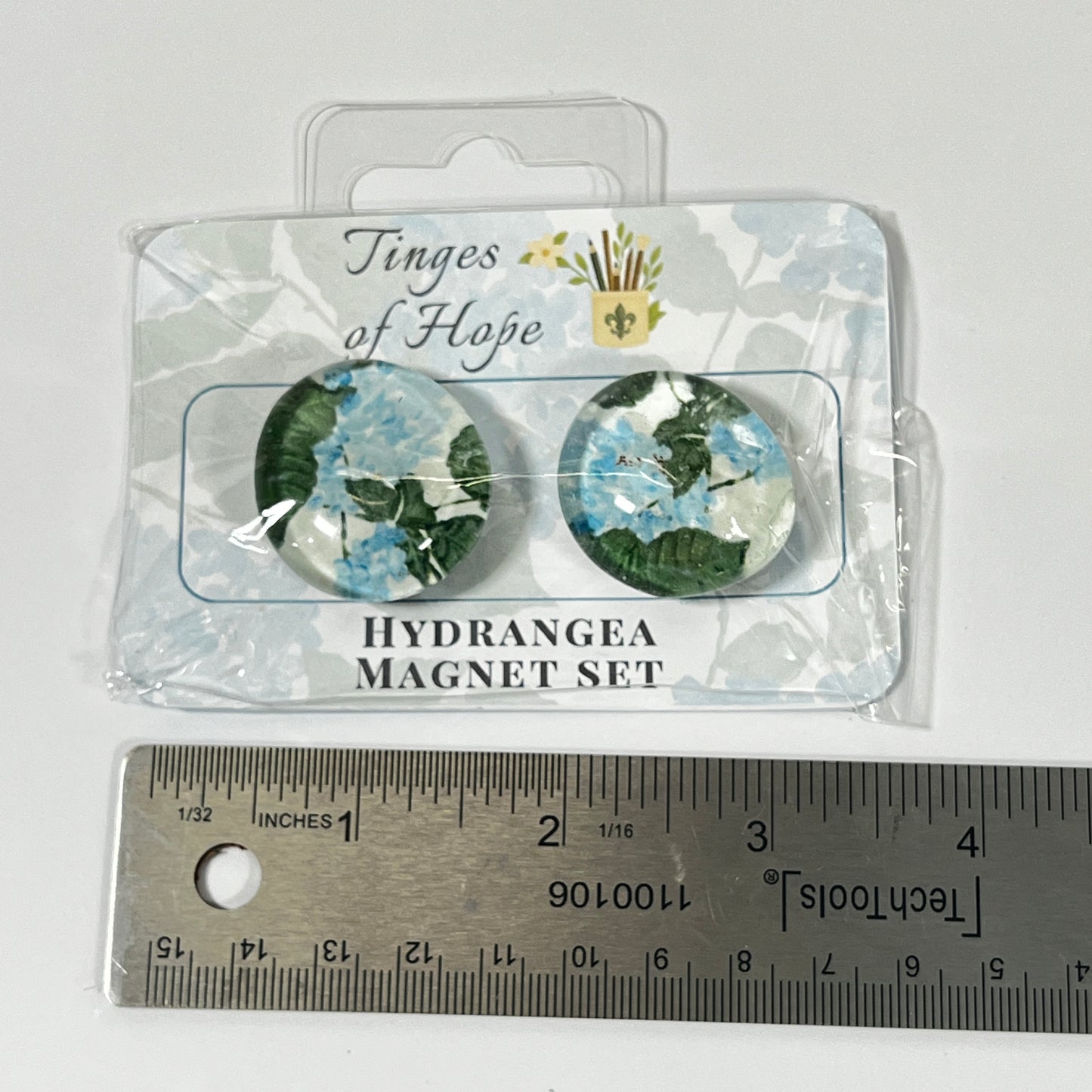 Glass Magnet Set | Hydrangea | Blue Floral Garden Fridge & Office Decor