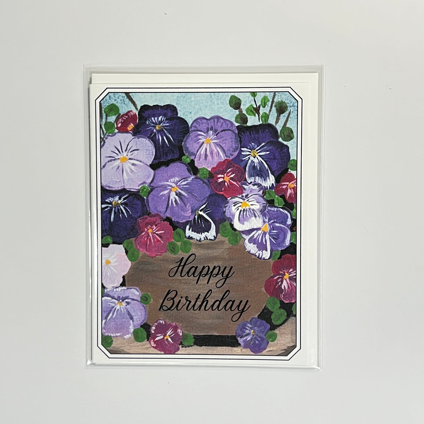Birthday Greeting Card | Vintage Pansy | Hand-Painted Floral Art