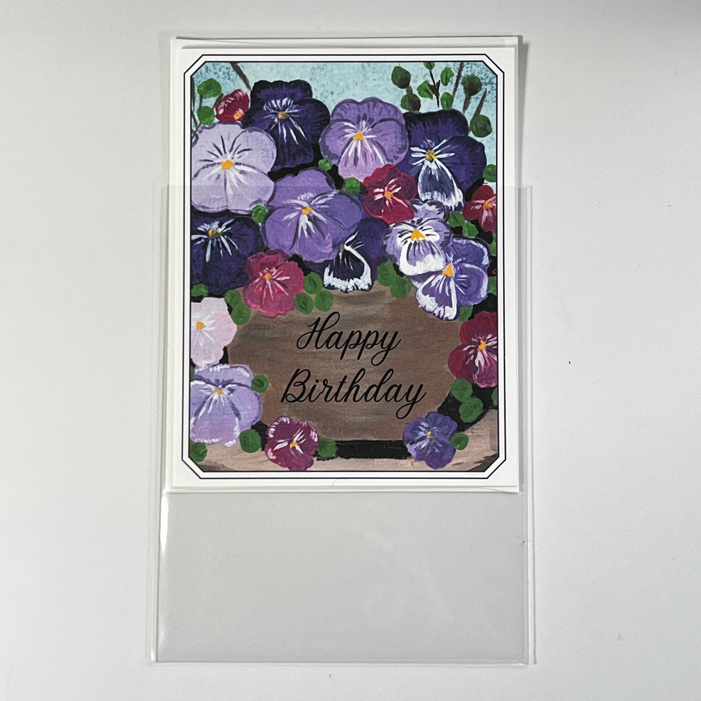 Birthday Greeting Card | Vintage Pansy | Hand-Painted Floral Art