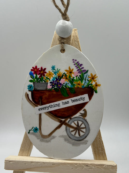 Hand-painted Spring Ornament (White)