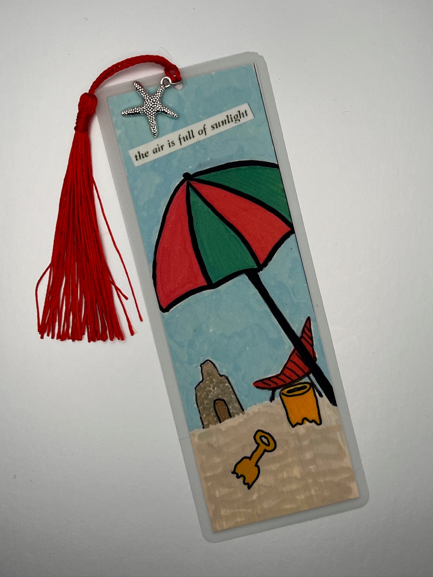 Laminated Bookmark | Sandy Beach | Coastal Summer Art Inspirational Gift