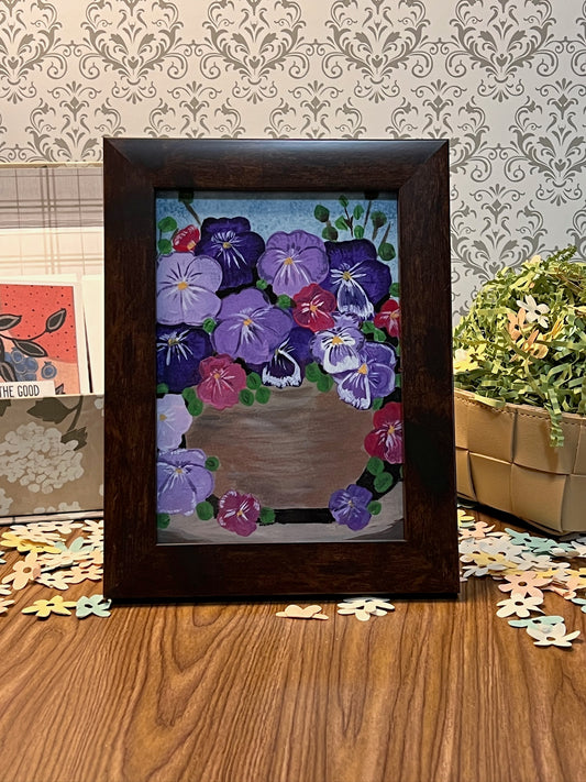 Pot of Pansies Art Print – Spring Floral Wall Art in 4x6 or 5x7 | Fine Art Matte Print