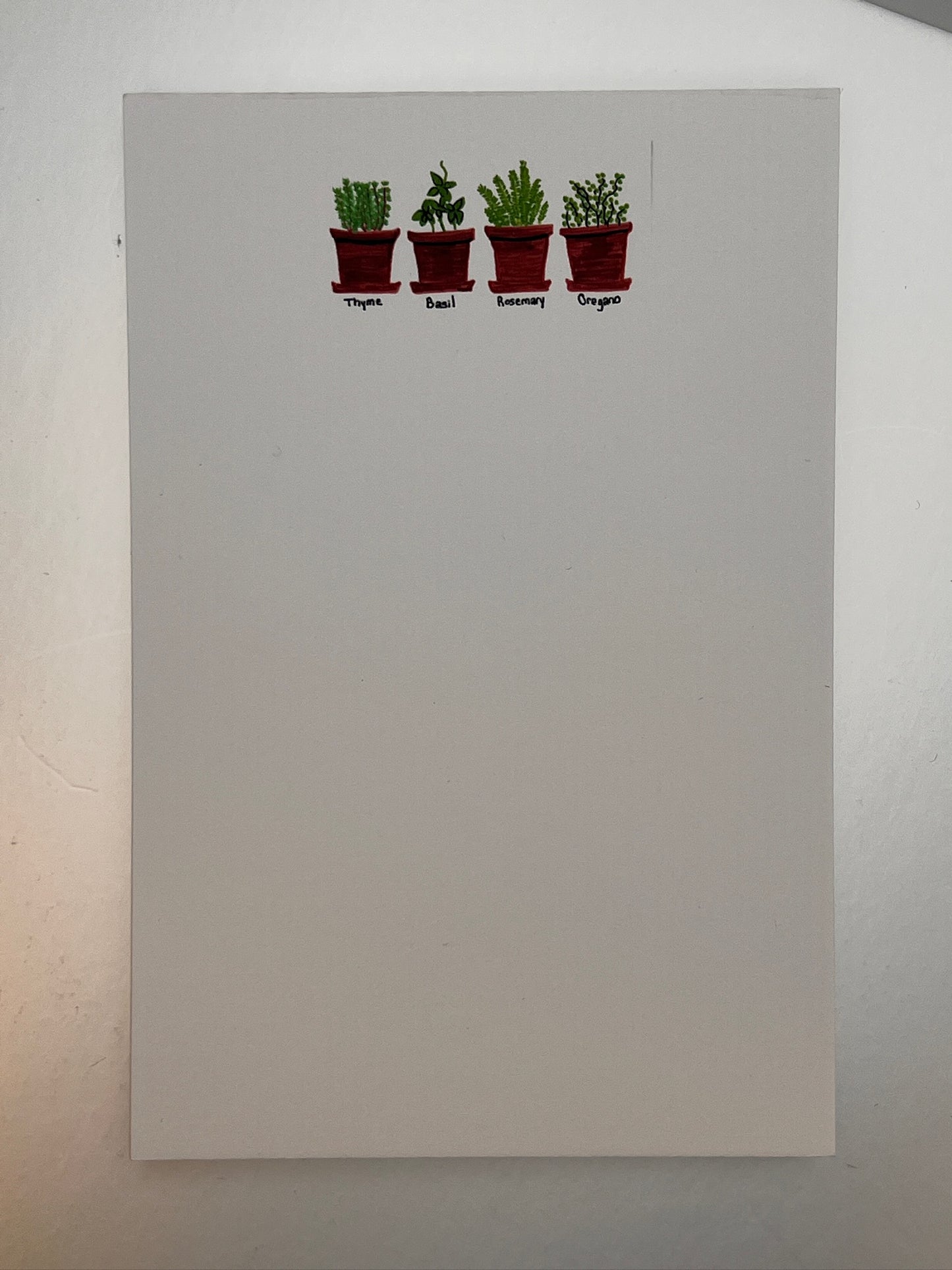 Herb Garden Notepad: Hand-Painted Potted Herbs Design
