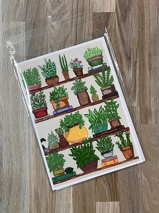 Houseplant Shelf Art Print: Hand-Painted Botanical Shelfie
