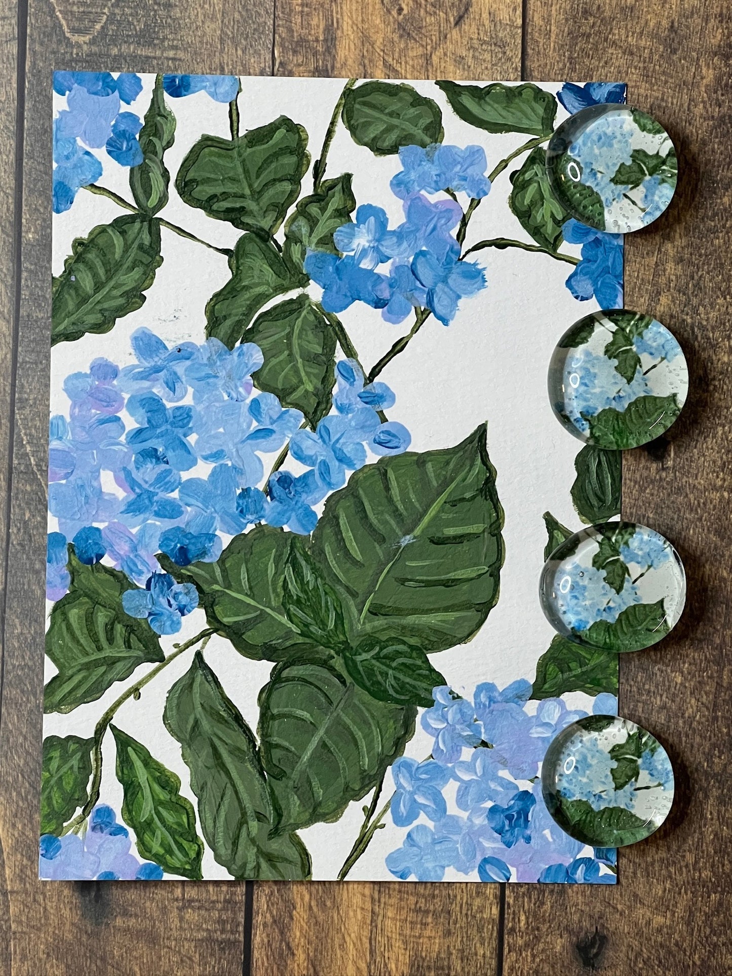 Hydrangea Magnet Set – Set of 4 Glass Gem Floral Magnets