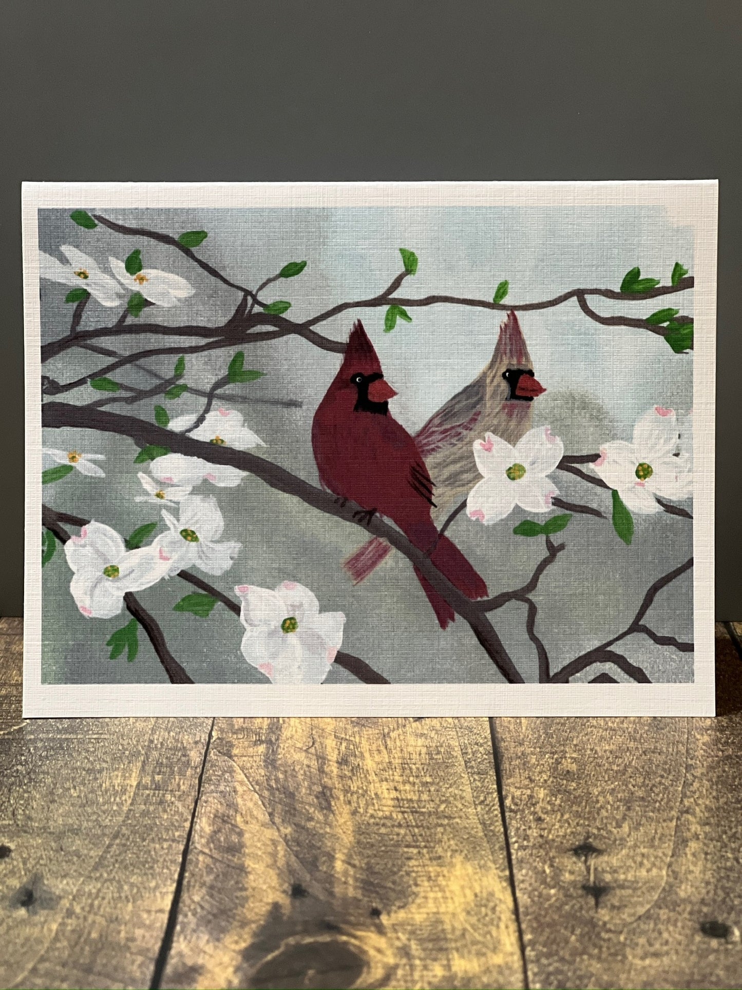 Cardinals and Dogwood – Blank Nature Notecard