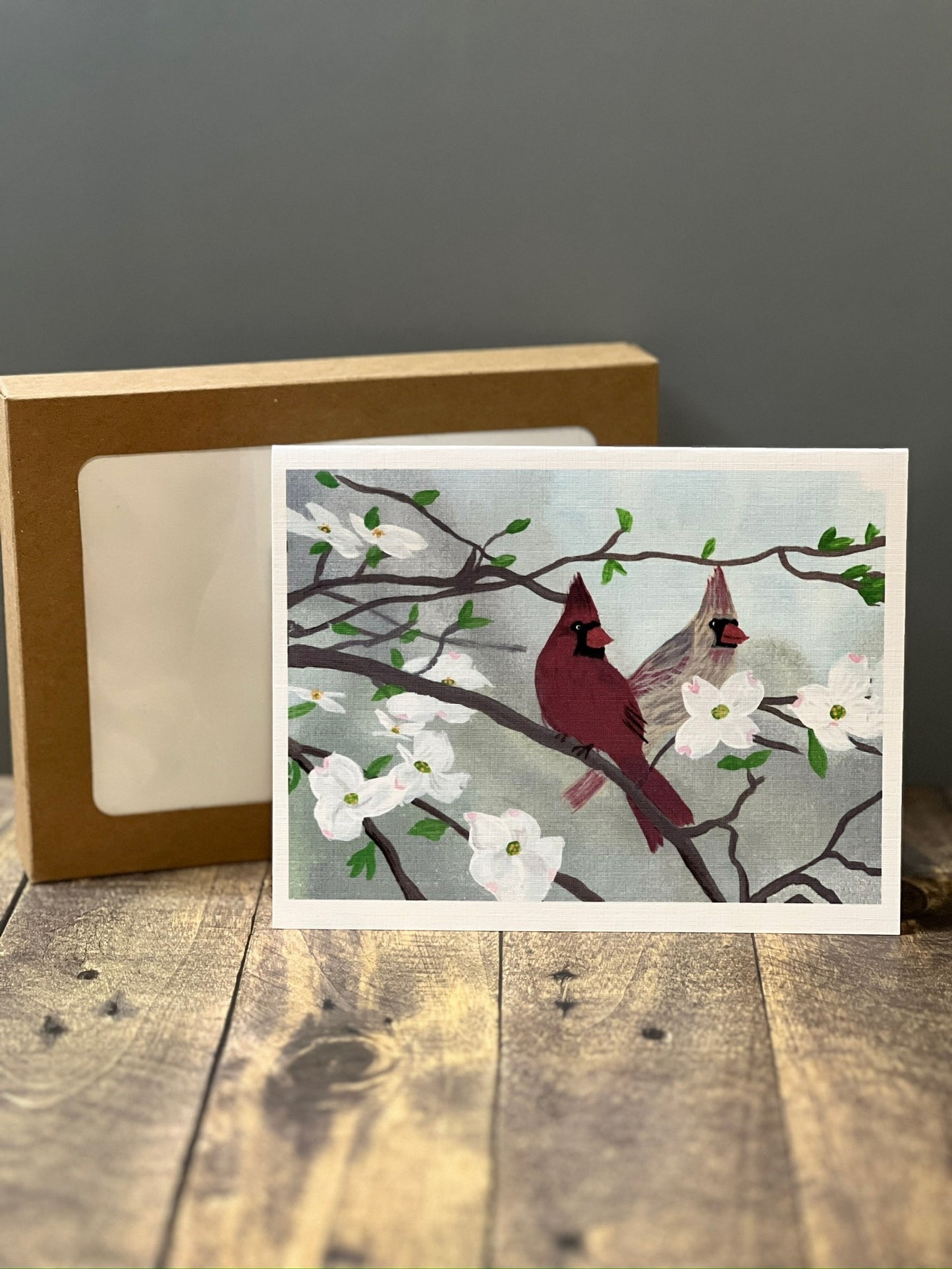 Cardinals and Dogwood – Blank Nature Notecard