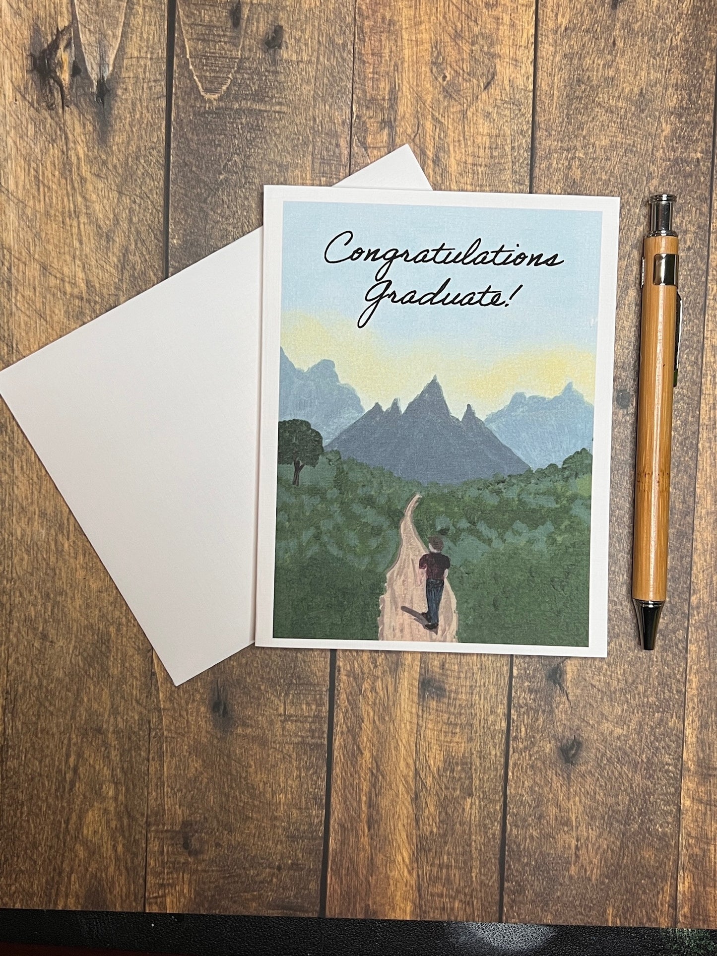 Congratulations Graduate Card – Inspirational E.O. Wilson Quote, Mountain Path Art, Individual or Boxed Set of 8 with Envelopes